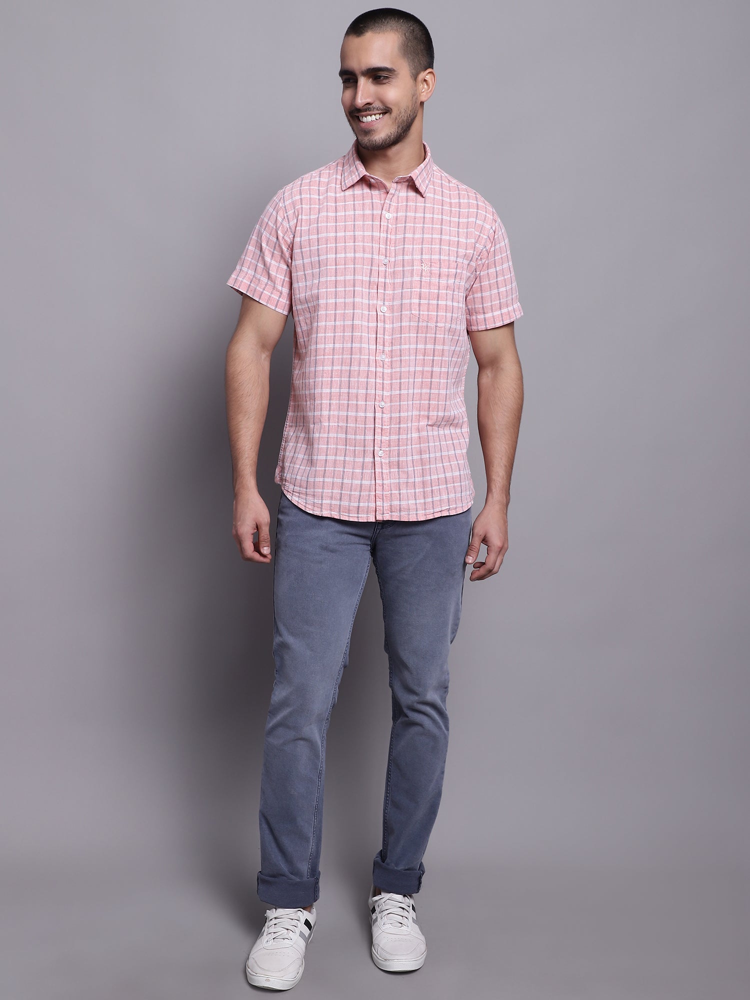 Cantabil Men Pink Casual Shirt (7137574617227)