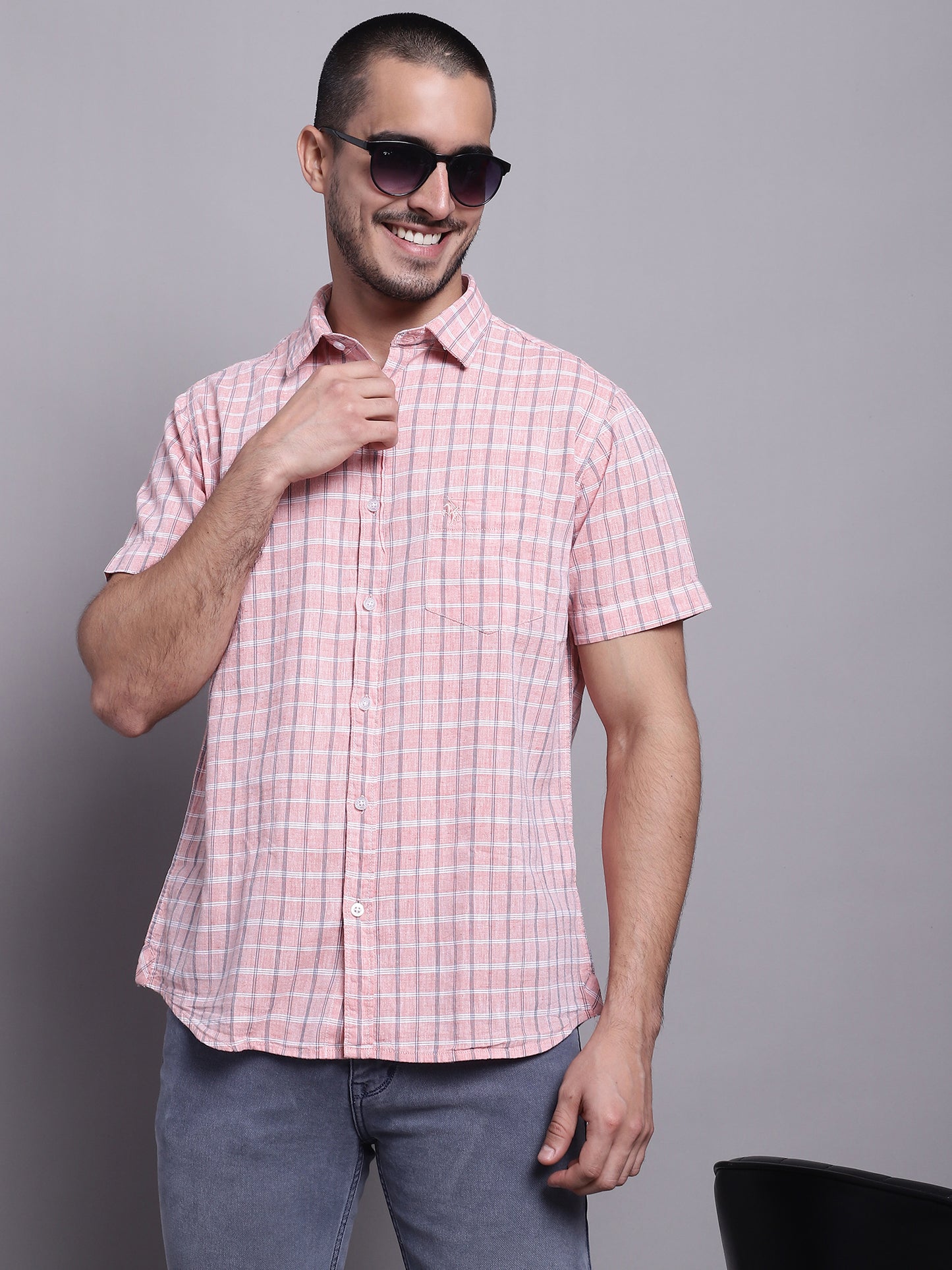 Cantabil Men Pink Casual Shirt (7137574617227)