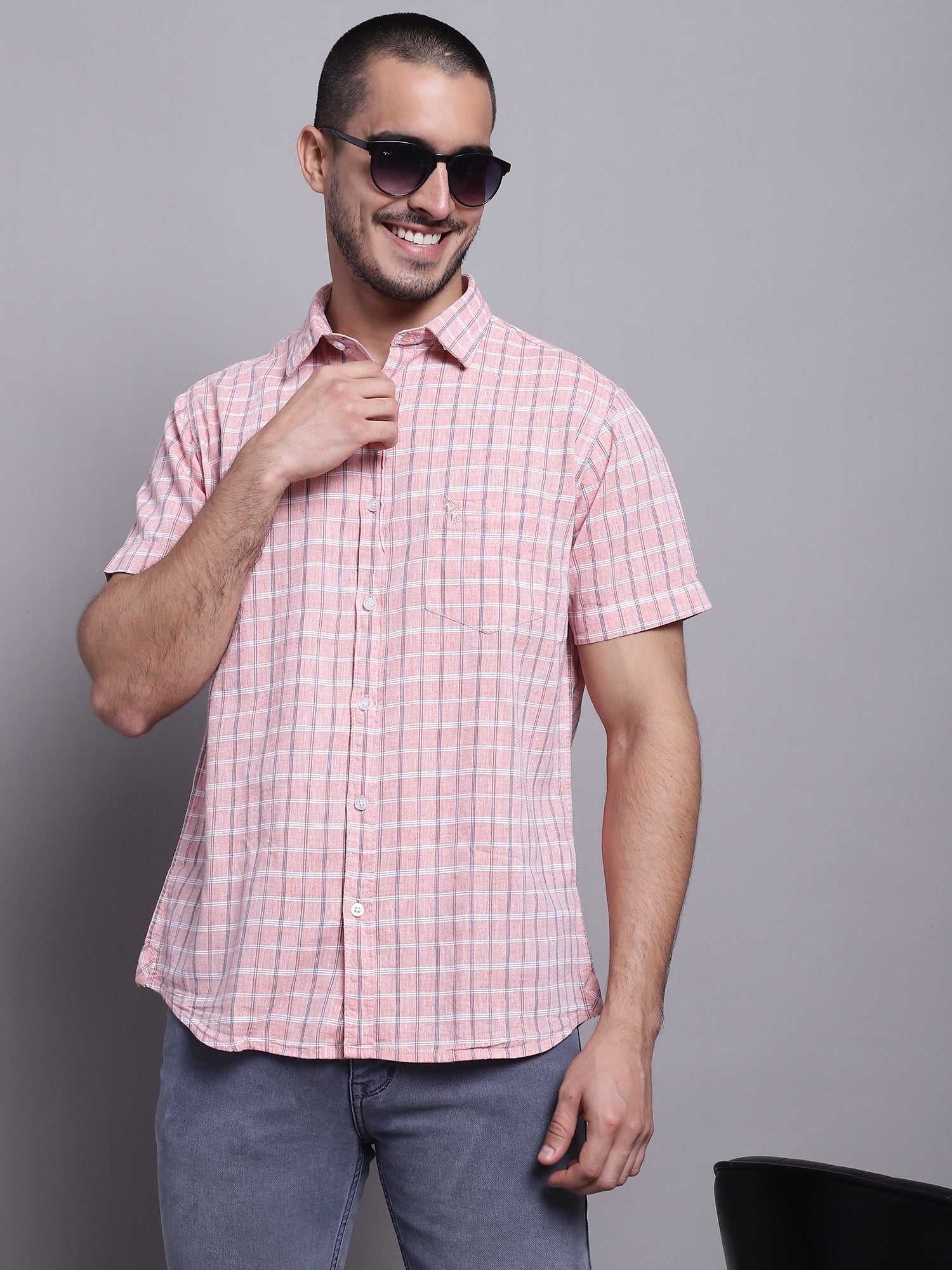 Cantabil Men Pink Casual Shirt (7137574617227)