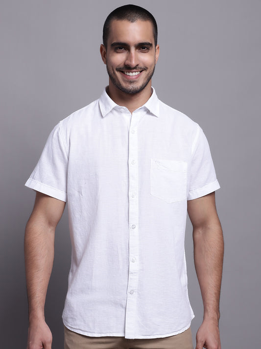 Cantabil Men White Casual Shirt (7137575796875)