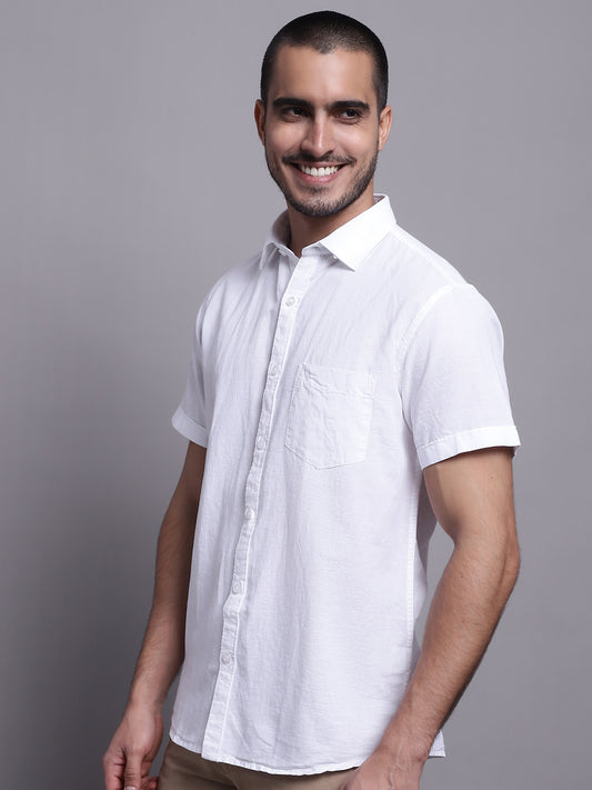 Cantabil Men White Casual Shirt (7137575796875)