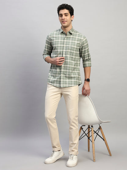 Casual Shirt for Men | Breathable & Soft with Color Fastness Regular Fit Spread Collar Neck Cotton Fabric Checkered Pattern