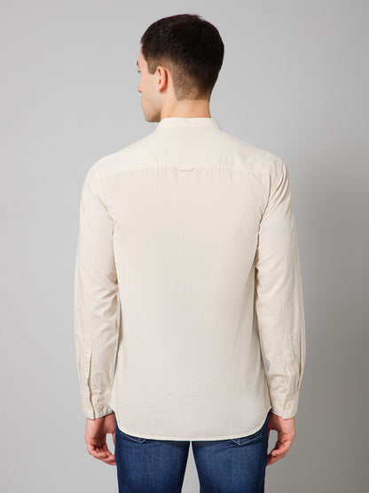 Men's Offwhite Casual Plain Full Sleeve Shirt