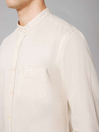 Men's Offwhite Casual Plain Full Sleeve Shirt