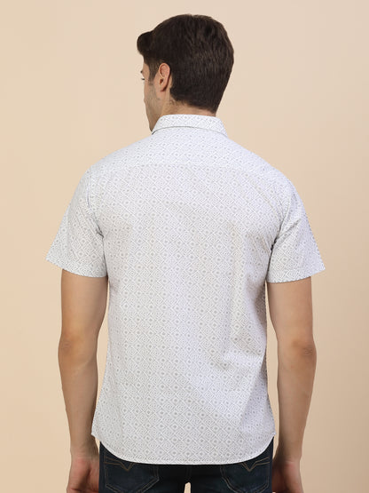 Casual Shirt for Men | Breathable & Soft with Color Fastness Regular Fit Spread Collar Neck Cotton Fabric Printed Pattern