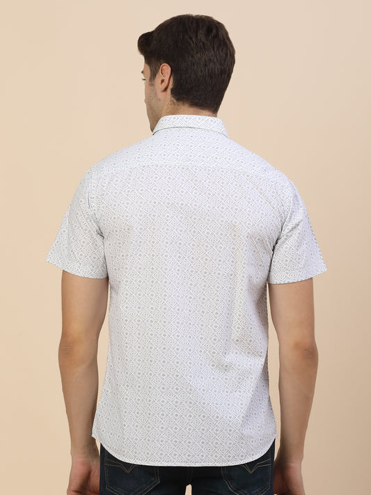 Casual Shirt for Men | Breathable & Soft with Color Fastness Regular Fit Spread Collar Neck Cotton Fabric Printed Pattern