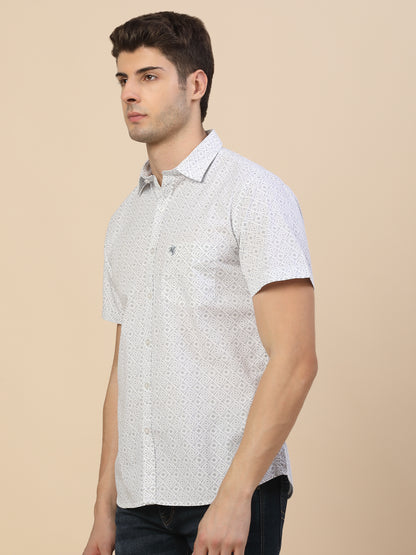 Casual Shirt for Men | Breathable & Soft with Color Fastness Regular Fit Spread Collar Neck Cotton Fabric Printed Pattern