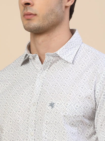 Casual Shirt for Men | Breathable & Soft with Color Fastness Regular Fit Spread Collar Neck Cotton Fabric Printed Pattern