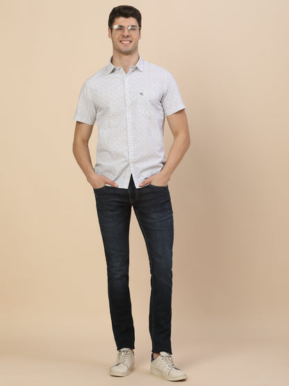 Casual Shirt for Men | Breathable & Soft with Color Fastness Regular Fit Spread Collar Neck Cotton Fabric Printed Pattern