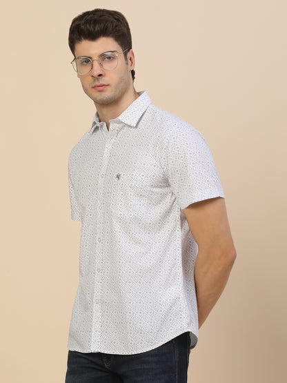 Casual Shirt for Men | Breathable & Soft with Color Fastness Regular Fit Spread Collar Neck Cotton Fabric Printed Pattern