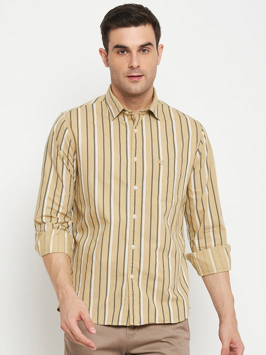 Casual Shirt for Men | Breathable & Soft with Color Fastness Regular Fit Spread Collar Neck Cotton Fabric Striped Pattern