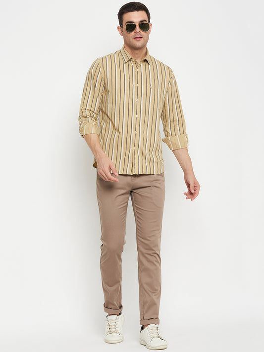 Casual Shirt for Men | Breathable & Soft with Color Fastness Regular Fit Spread Collar Neck Cotton Fabric Striped Pattern
