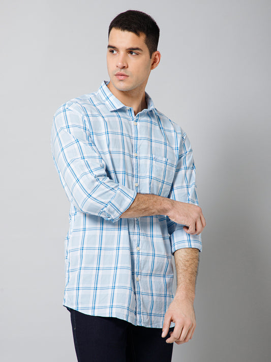 Casual Shirt for Men | Breathable & Soft with Color Fastness Regular Fit Spread Collar Neck Cotton Fabric Checkered Pattern