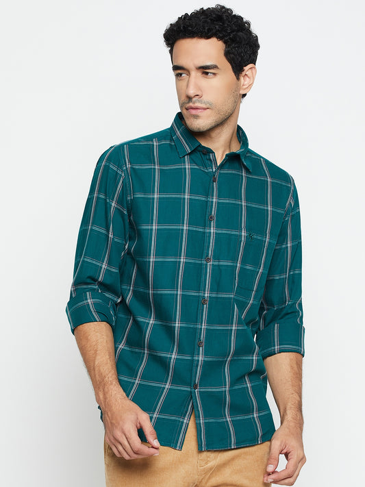 Casual Shirt for Men | Breathable & Soft with Color Fastness Regular Fit Spread Collar Neck Cotton Fabric Checkered Pattern