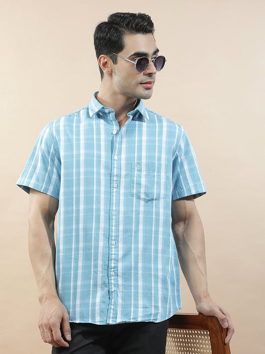 Casual Shirt for Men l Breathable & Soft with Color Fastness Slim Fit  Cotton Fabric Checkered Pattern