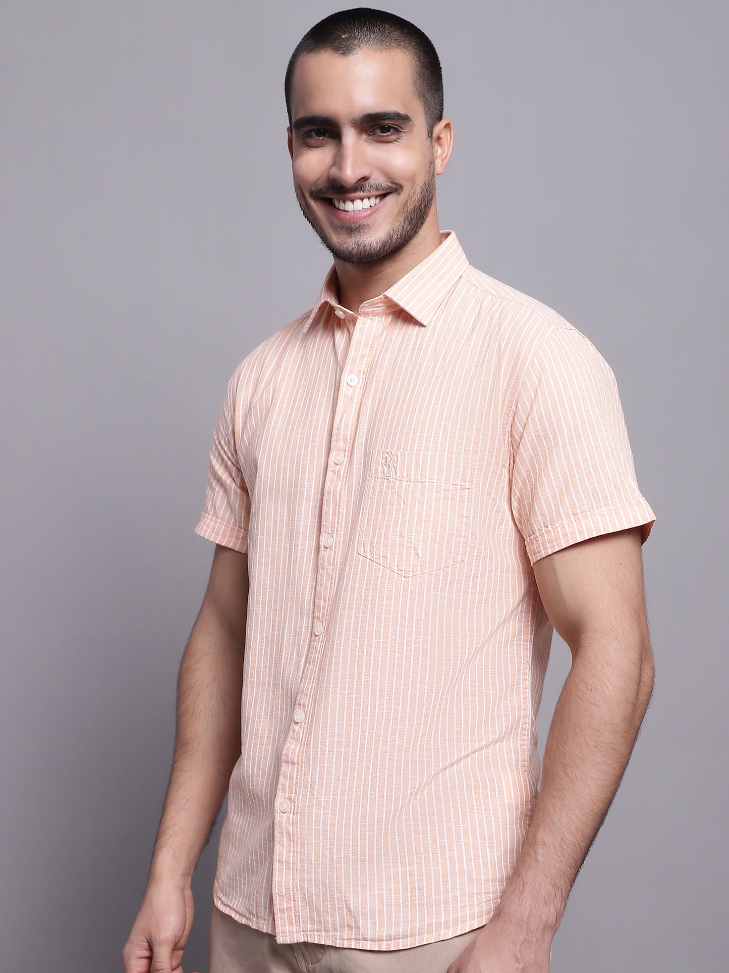 Cantabil Men Orange Casual Shirt (7137569964171)