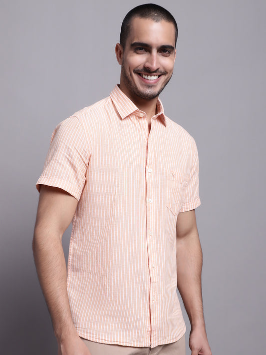 Cantabil Men Orange Casual Shirt (7137569964171)