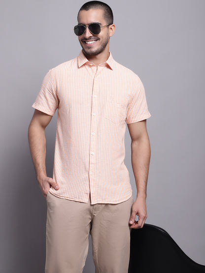 Cantabil Men Orange Casual Shirt (7137569964171)