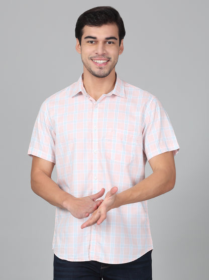 Casual Shirt for Men | Breathable & Soft with Color Fastness Regular Fit Spread Collar Neck Cotton Fabric Checkered Pattern