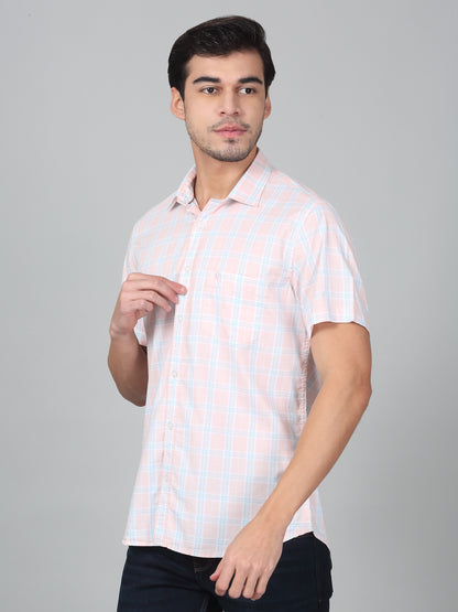 Casual Shirt for Men | Breathable & Soft with Color Fastness Regular Fit Spread Collar Neck Cotton Fabric Checkered Pattern