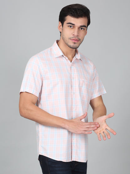 Casual Shirt for Men | Breathable & Soft with Color Fastness Regular Fit Spread Collar Neck Cotton Fabric Checkered Pattern