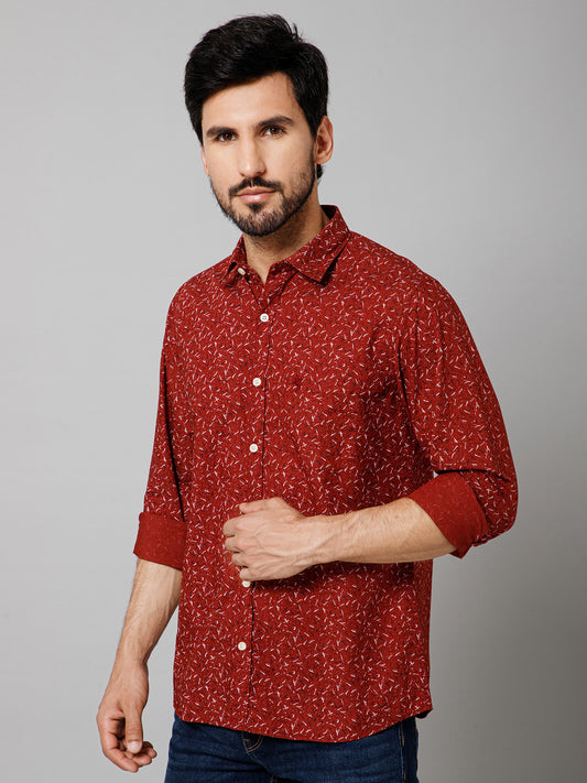 Casual Shirt for Men | Breathable & Soft with Color Fastness Regular Fit Spread Collar Neck Cotton Fabric Printed Pattern