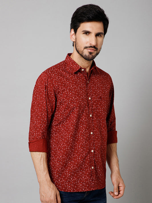 Casual Shirt for Men | Breathable & Soft with Color Fastness Regular Fit Spread Collar Neck Cotton Fabric Printed Pattern