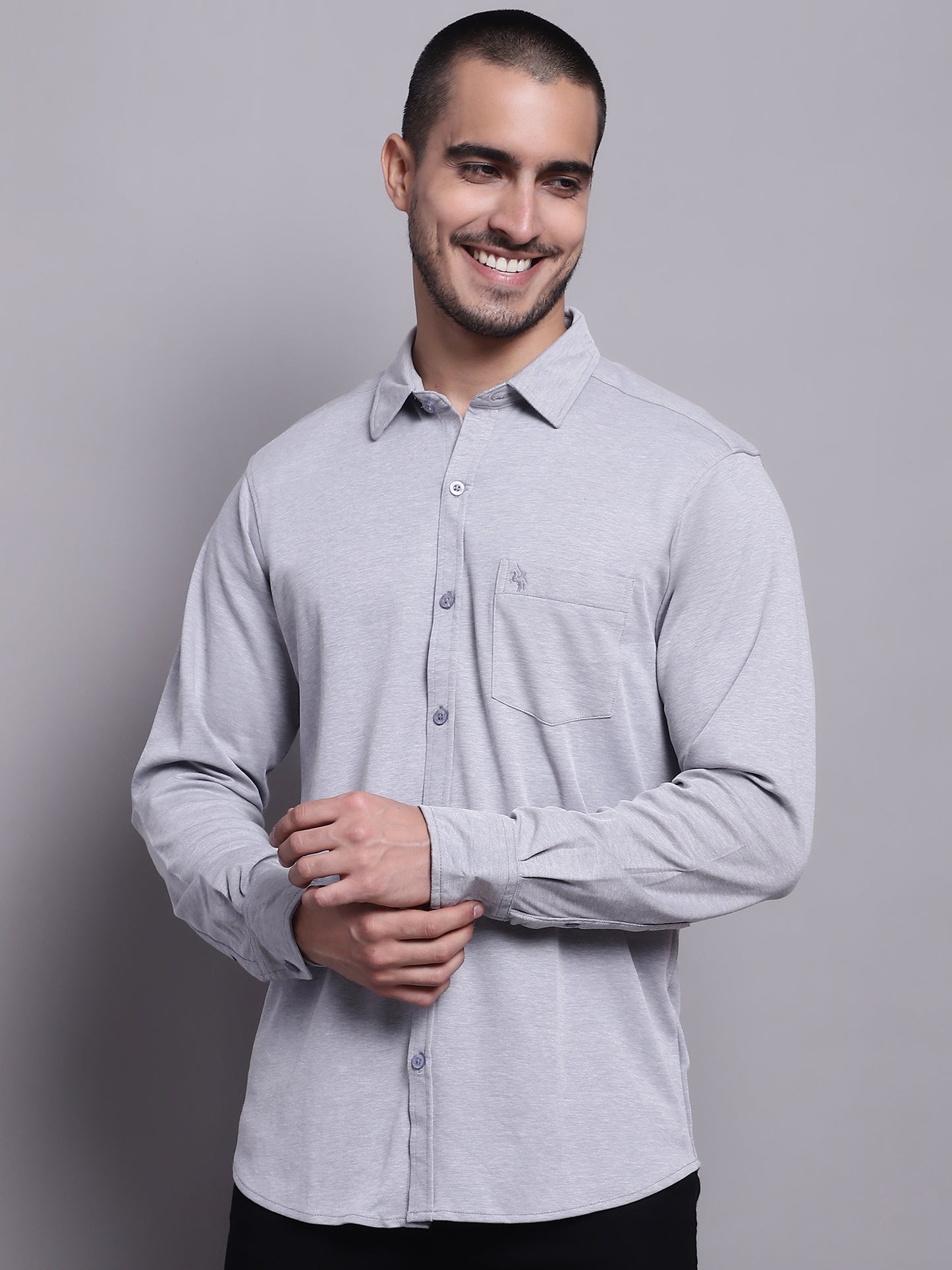 Cantabil Men Casual Grey Shirt (7143418790027)