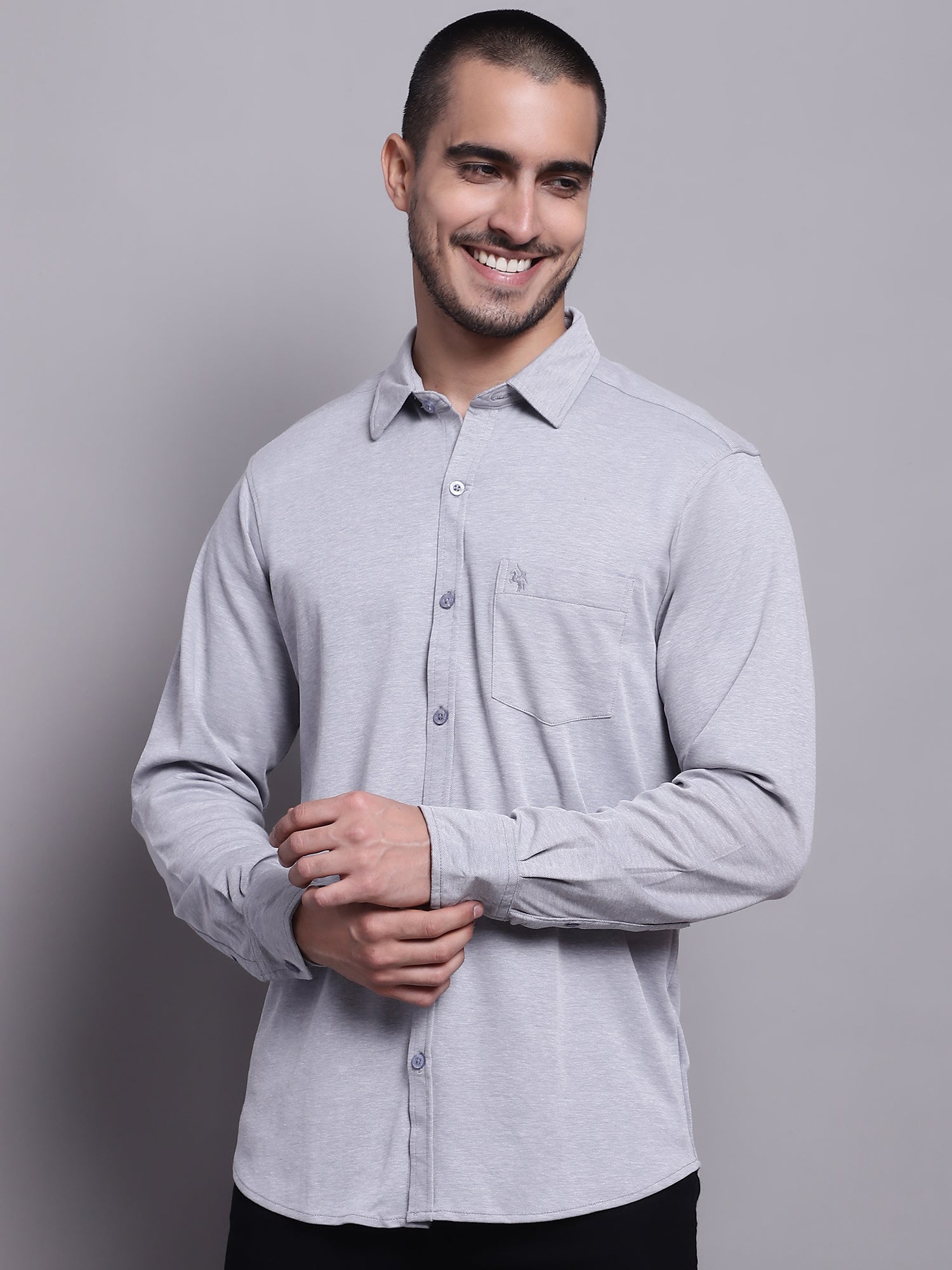 Cantabil Men Casual Grey Shirt (7143418790027)
