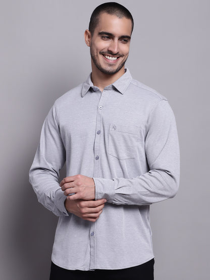 Cantabil Men Casual Grey Shirt (7143418790027)