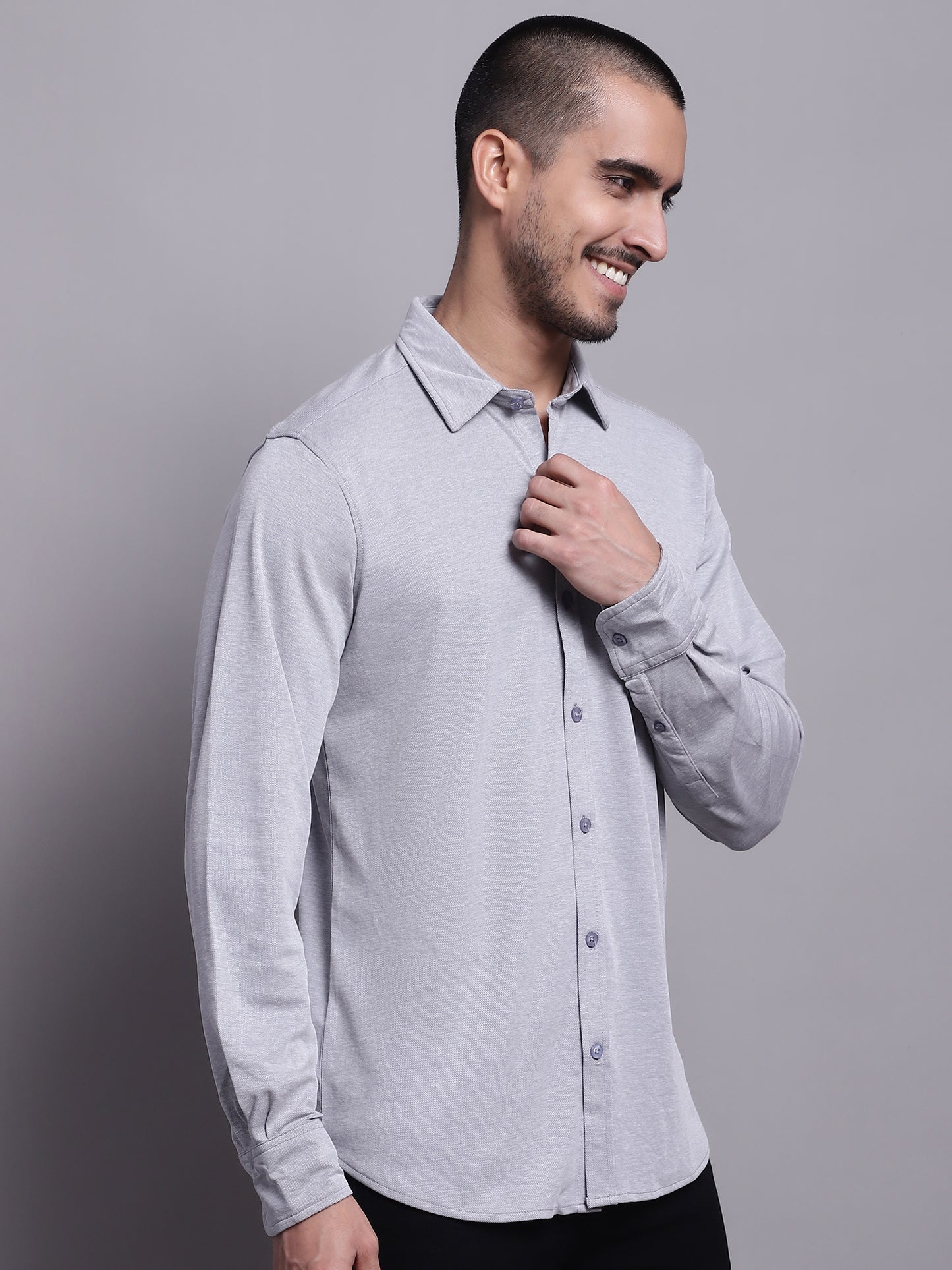 Cantabil Men Casual Grey Shirt (7143418790027)