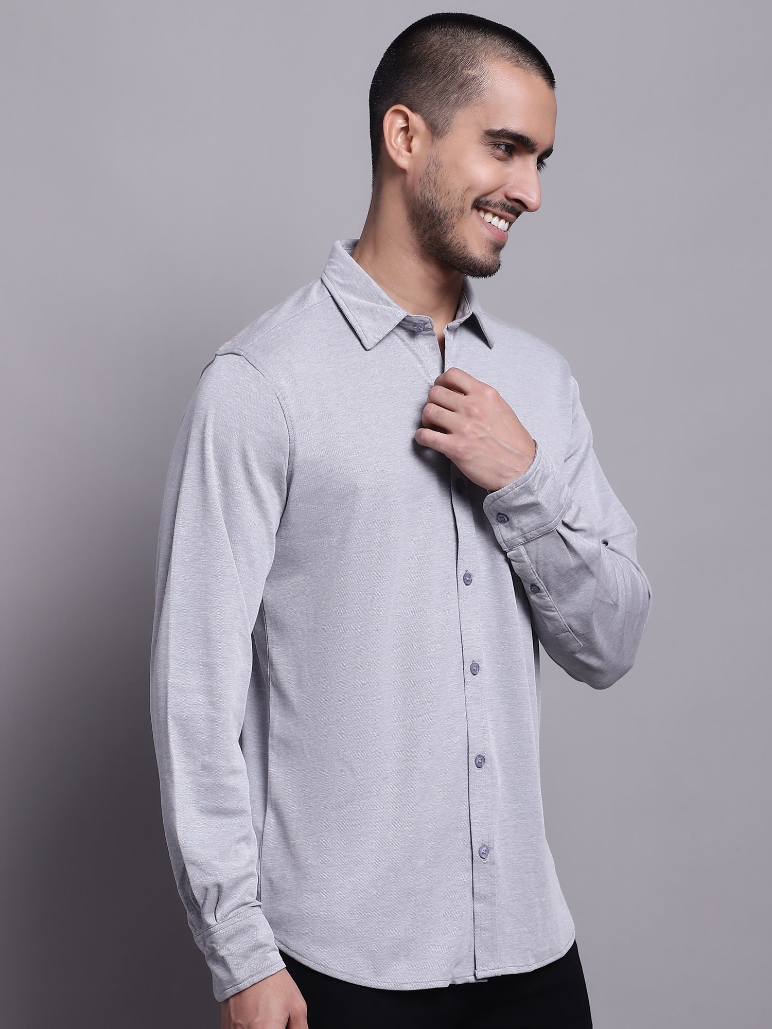 Cantabil Men Casual Grey Shirt (7143418790027)