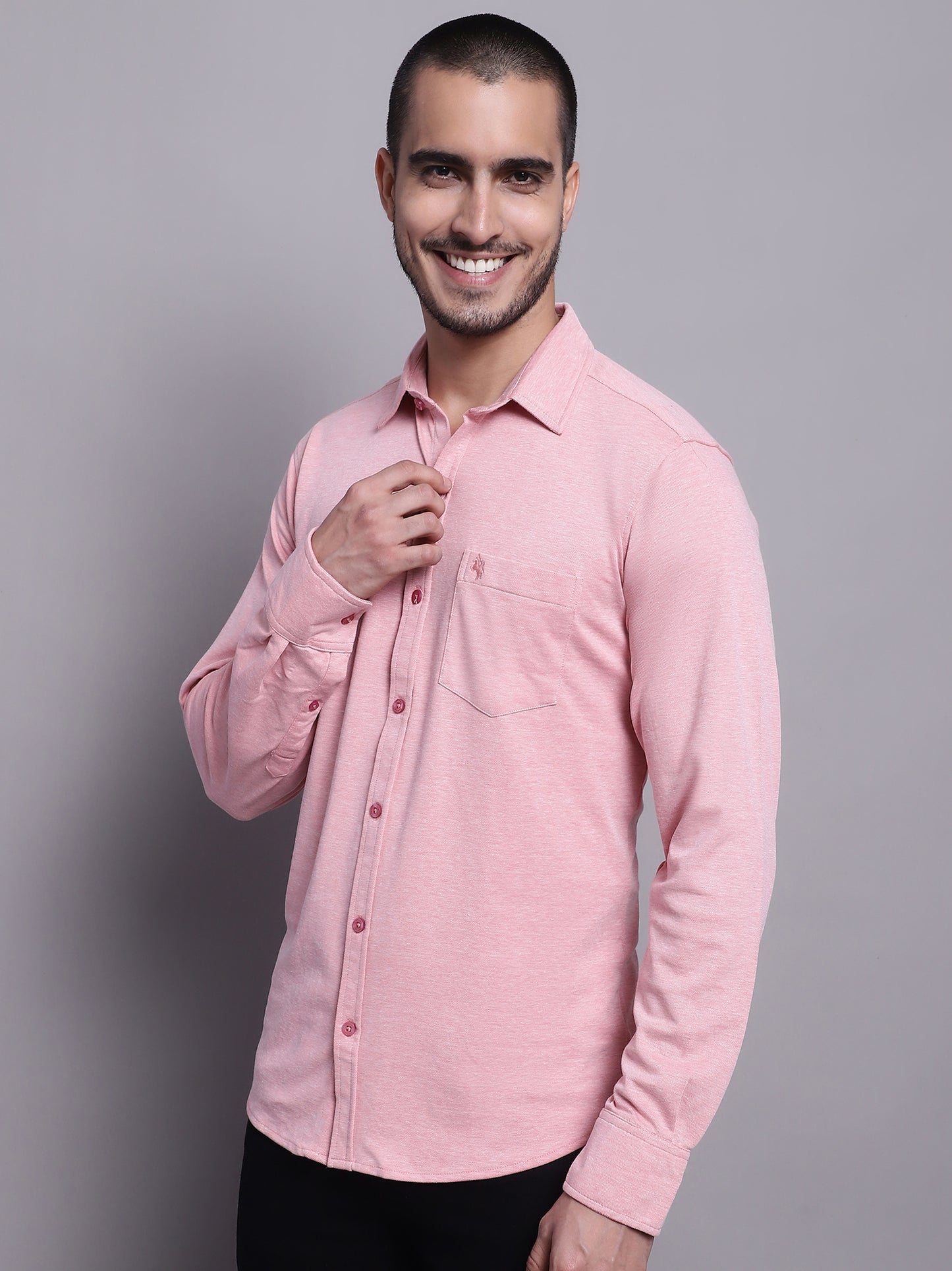 Cantabil Men Casual Pink Shirt (7143436877963)