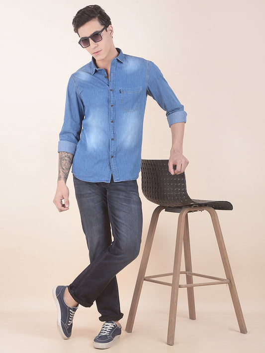 Casual Shirt for Men | Breathable & Soft with Color Fastness Slim Fit Pure Cotton Fabric Denim Pattern