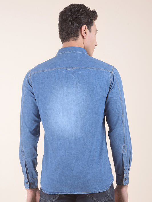 Casual Shirt for Men | Breathable & Soft with Color Fastness Slim Fit Pure Cotton Fabric Denim Pattern