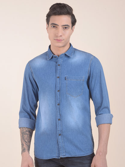 Casual Shirt for Men | Breathable & Soft with Color Fastness Slim Fit Pure Cotton Fabric Denim Pattern