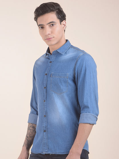 Casual Shirt for Men | Breathable & Soft with Color Fastness Slim Fit Pure Cotton Fabric Denim Pattern