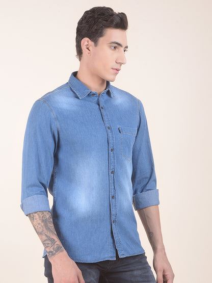 Casual Shirt for Men | Breathable & Soft with Color Fastness Slim Fit Pure Cotton Fabric Denim Pattern