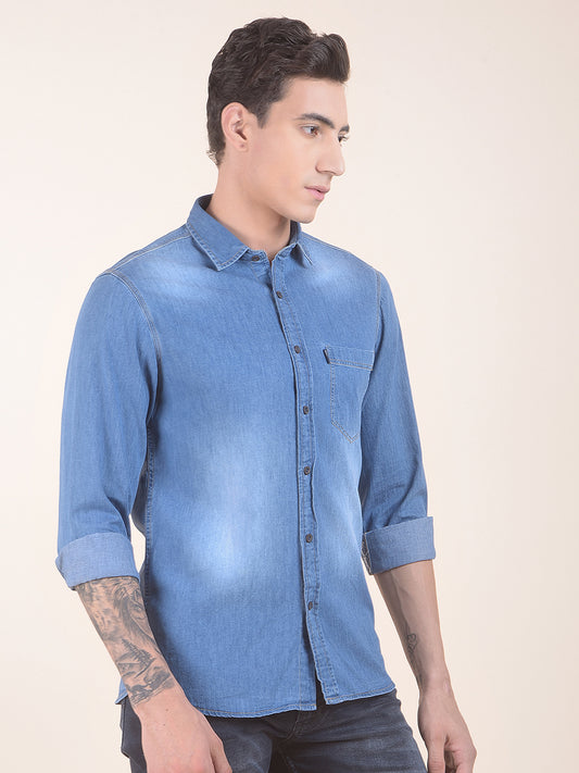 Casual Shirt for Men | Breathable & Soft with Color Fastness Slim Fit Pure Cotton Fabric Denim Pattern