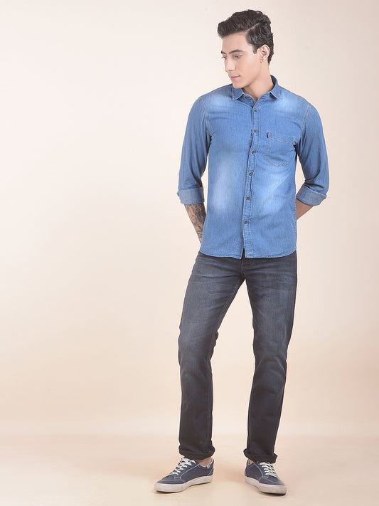 Casual Shirt for Men | Breathable & Soft with Color Fastness Slim Fit Pure Cotton Fabric Denim Pattern