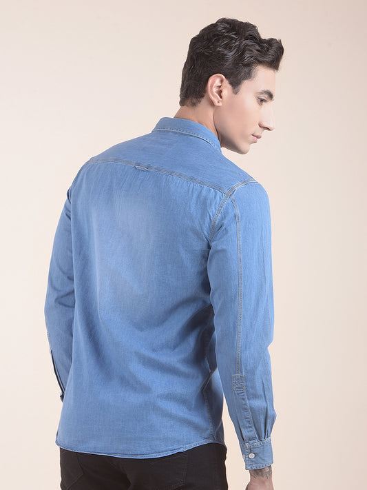 Casual Shirt for Men | Breathable & Soft with Color Fastness Slim Fit Pure Cotton Fabric Denim Pattern