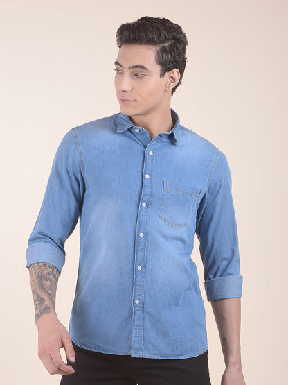 Casual Shirt for Men | Breathable & Soft with Color Fastness Slim Fit Pure Cotton Fabric Denim Pattern