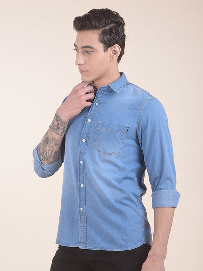 Casual Shirt for Men | Breathable & Soft with Color Fastness Slim Fit Pure Cotton Fabric Denim Pattern