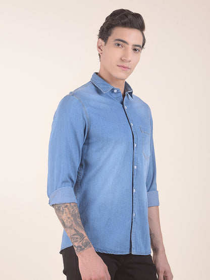Casual Shirt for Men | Breathable & Soft with Color Fastness Slim Fit Pure Cotton Fabric Denim Pattern