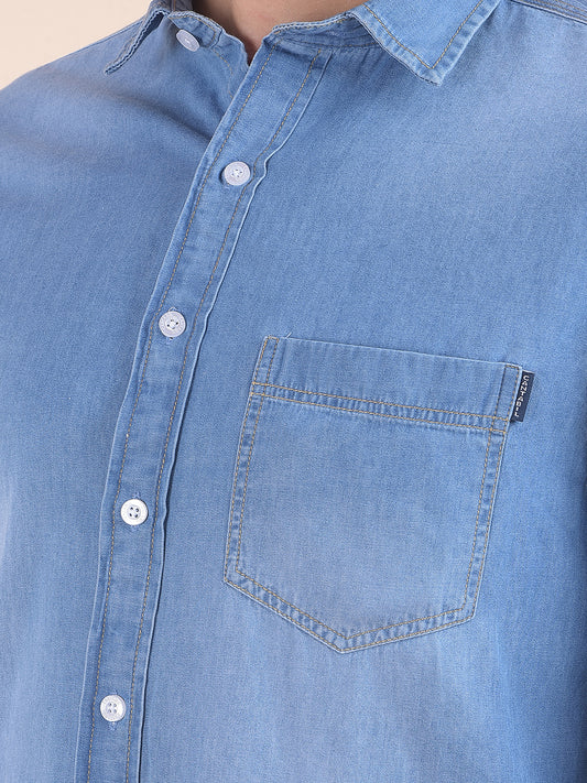 Casual Shirt for Men | Breathable & Soft with Color Fastness Slim Fit Pure Cotton Fabric Denim Pattern
