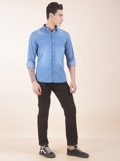 Casual Shirt for Men | Breathable & Soft with Color Fastness Slim Fit Pure Cotton Fabric Denim Pattern