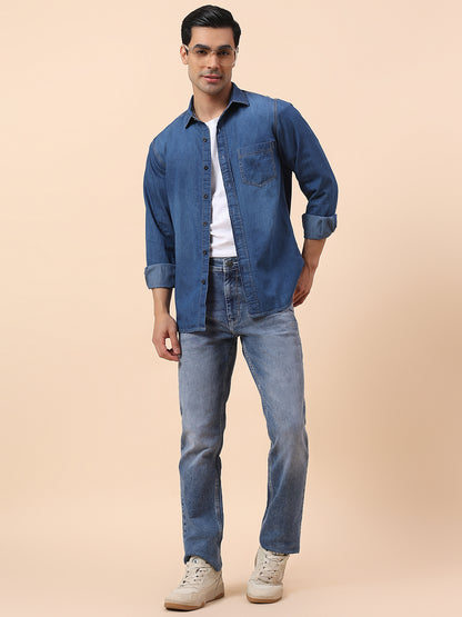 Casual Shirt for Men | Breathable & Soft with Color Fastness Slim Fit Spread Collar Cotton Fabric Solid Pattern