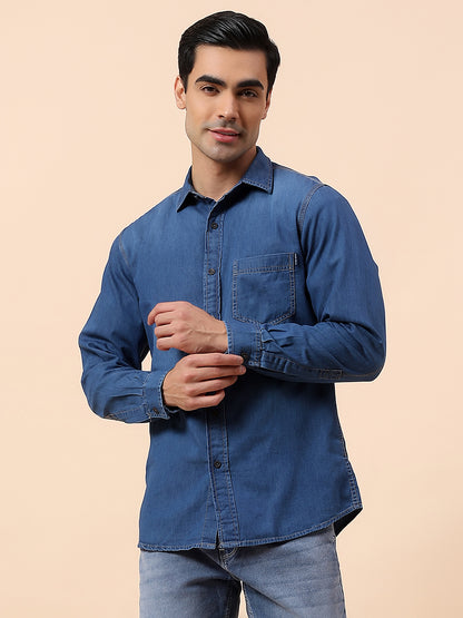 Casual Shirt for Men | Breathable & Soft with Color Fastness Slim Fit Spread Collar Cotton Fabric Solid Pattern