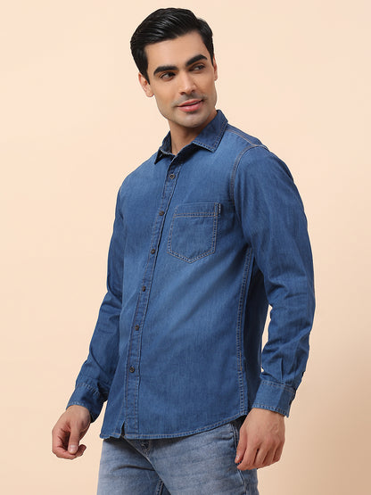 Casual Shirt for Men | Breathable & Soft with Color Fastness Slim Fit Spread Collar Cotton Fabric Solid Pattern