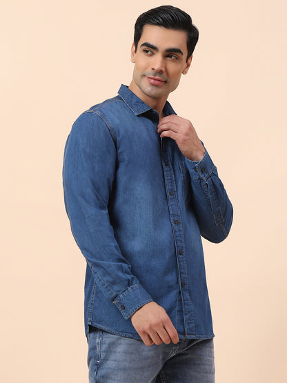 Casual Shirt for Men | Breathable & Soft with Color Fastness Slim Fit Spread Collar Cotton Fabric Solid Pattern